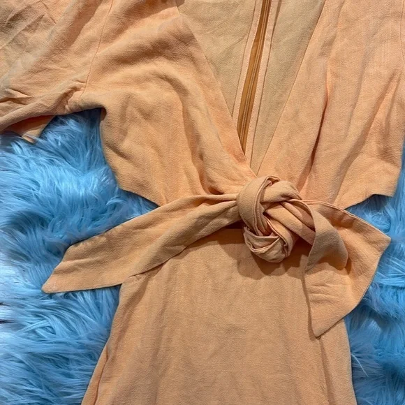 Lulus Tie Front Cutout Orange Midi Dress sz S - Picture 4 of 11